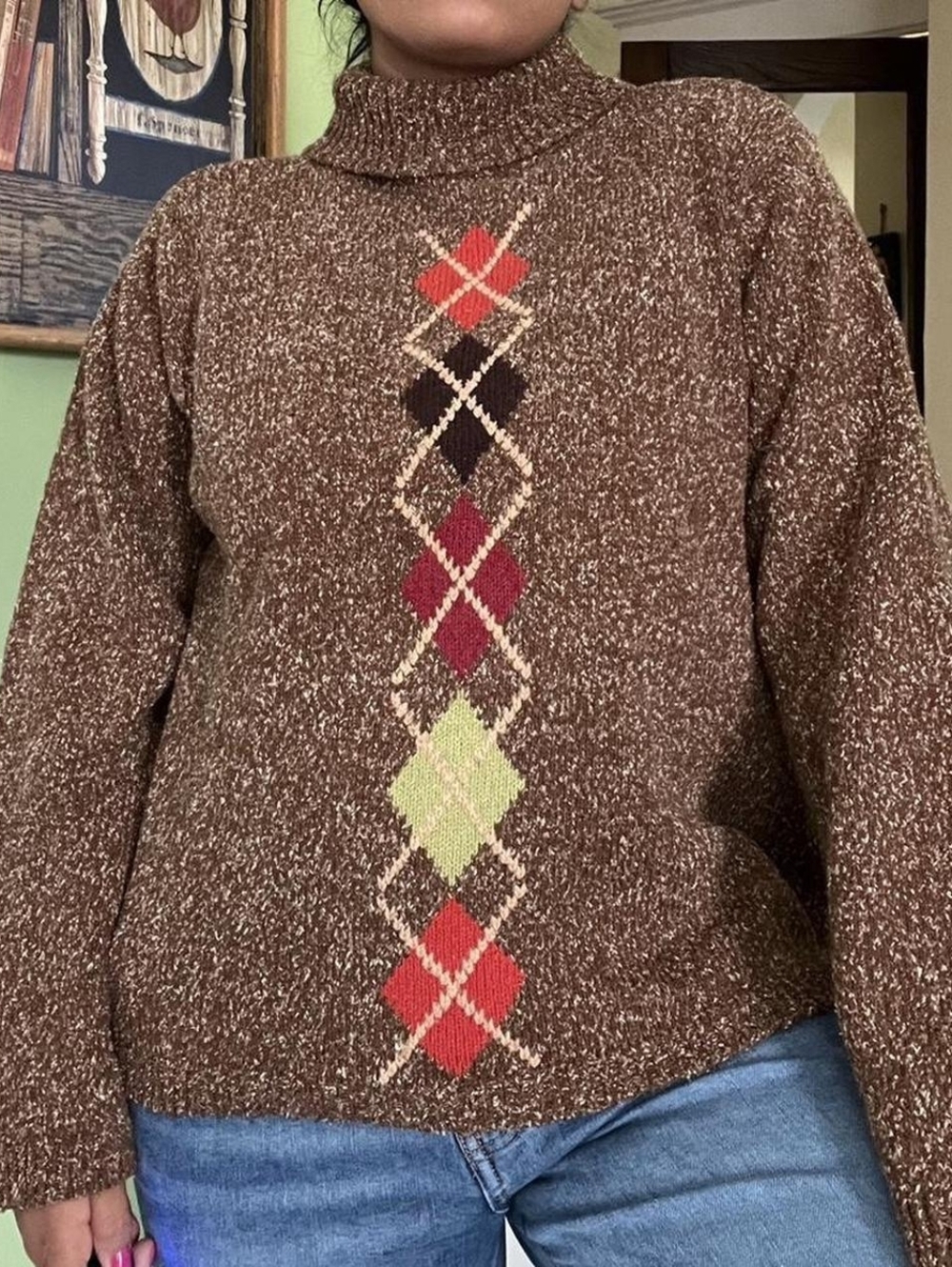 Vintage Earthy brown knit turtle neck sweater